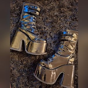 Demonia patent leather platform boots size 7